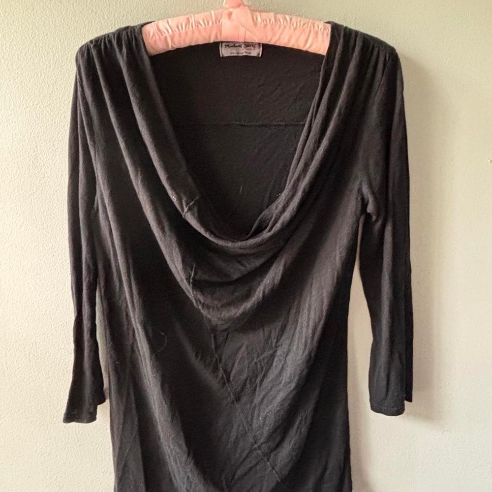 Vintage Michael Stars Black Cowl Neck Long Sleeve Top OS Indie Sleeze
